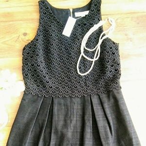 The LOFT Embroidered Black Dress